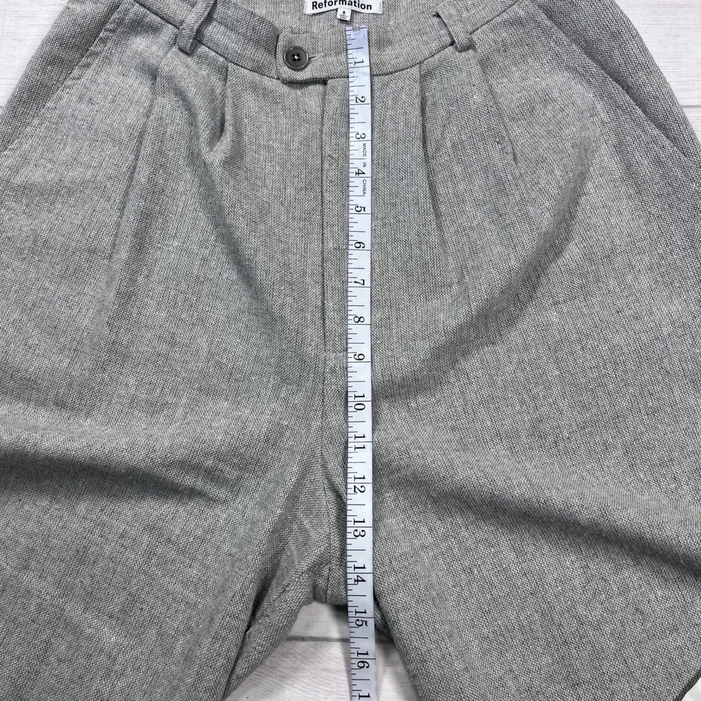 Reformation Montauk Wool Blend Pleated Wide Leg Trousers Size 8 Grey High Rise - Picture 7 of 11